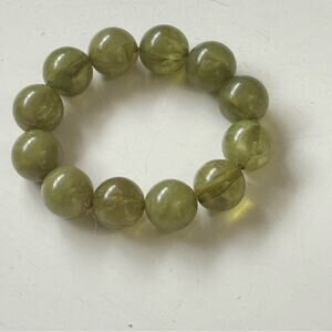 Olive Green  Elastic Band Fashion Stackable Statement Translucent Bead Bracelet